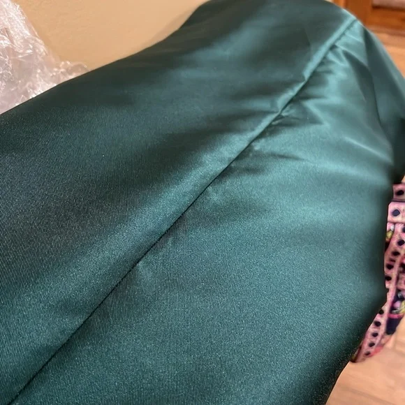 Alfred Sung Prom Formal Dress Criss Cross Back Strap Hunter Green size 8 10 EUC - Picture 6 of 7